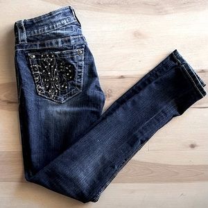 Miss Me Women’s Midrise Skinny Jeans Dark Blue Size 25